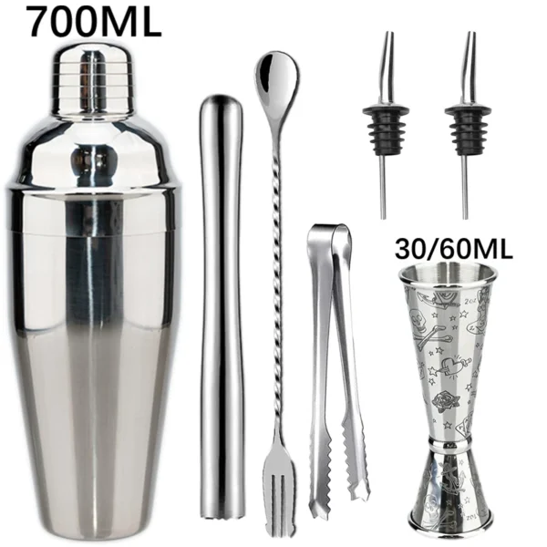 2025 New Cocktail Shaker Professional Stainless Steel Bartender Wine Cup Cocktail Mixer Martini Cocktail Shaker Bar Set