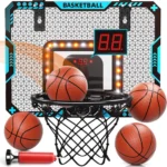 Kids Indoor Outdoor Basketball Hoop With LED Light Electronic Scoreboard Ball Sport Backboard Funny Game Toy Gift for Boys Girls