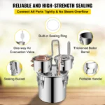 Succebuy 12/30L Alcohol Brewing Distiller DIY Moonshine Apparatus Stainless Steel Still Whisky Beer Brandy Home Appliance - Image 2