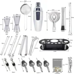 13-22Pcs 750ml 600ml Boston Cocktail Shaker Bar Tools Wine Mixer Set Bartender Cocktail Shaker Tool Kit with Holder - Image 3